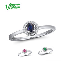 Original VISTOSO 14K White Gold Rings For Lady Genuine Shiny Diamond Fancy Sapphire Ruby Emerald Engagement Anniversary Chic Fine Jewelry