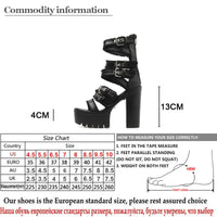 Original Gdgydh Women Gothic Shoes High Block Heel Hollow Out Sandals Gladiator Clubwear Shoes Platform Fashion Buckle Ankle Strap Drop