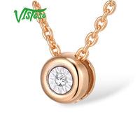 Original VISTOSO Gold Pendant For Women Pure 14K 585 Rose/white Gold Illusion-Set Miracle Plate Diamond Pendant Round Circle Fine Jewelry