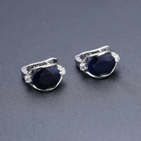 Original GEM & BALLET Natural Blue Sapphire Gemstone Ring Earrings Jewelry Set For Women 925 Sterling Silver Gorgeou Engagement Jewelry