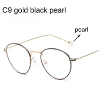 Original Computer Glasses 2021 Spectacle Frames Anti Blue Light Goggles Metal Eyeglasses Frame Women Round Clear Lens Fake Glasses