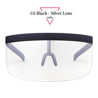 ALOZ MICC - Original Women Oversize Shield Visor Sunglasses Women Retro Windproof Glasses Men Shield Visor Flat Top Hood Eyeglasses Q439