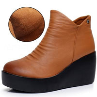 Original GKTINOO 2022 New Autumn Winter Women Shoes Woman Genuine Leather Wedges Snow Boots Height Increasing Ankle Women Boots Platform