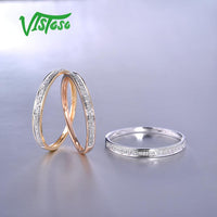 Original VISTOSO Genuine 14K White/Yellow/Rose Gold Rings For Women Simple Style Eternal Diamond Ring Engagement Anniversary Fine Jewelry