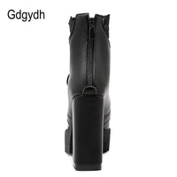 Original Gdgydh 2022 Autumn Women Lacing Platform Boots High Heels Female Black Platform Heels Spring Short Boots Ladies Shoes for Party