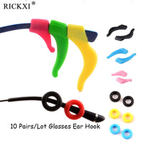 RICKXI - Original 10 Pairs/lot Anti Slip Silicone Glasses Ear Hooks For Kids And Adults Round Grips Eyeglasses Sports Temple Tips Soft Ear Hook