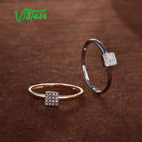 Original VISTOSO Pure 14K 585 Rose White Gold Sparkling Diamond Delicate Square Ring For Women Anniversary Engagement Trendy Fine Jewelry