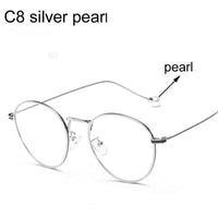 Original Computer Glasses 2021 Spectacle Frames Anti Blue Light Goggles Metal Eyeglasses Frame Women Round Clear Lens Fake Glasses