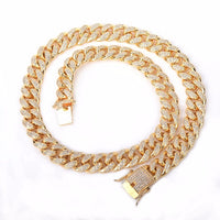 Original Bubble Letter Iced Miami Cuban Link Chain Men Necklace Hip Hop Jewelry Gold Color Free Shipping Items
