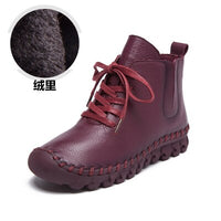 Original Genuine Leather Shoes Women Boots 2022 Autumn Winter Fashion Handmade Ankle Boots Warm Soft Outdoor Casual Flat Shoes Woman