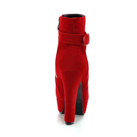 Original Meotina Female Boots Women Boots Winter Buckle Super High Heel Ankle Boots Zipper Platform Thick Heel Short Shoes Lady Red 33-43