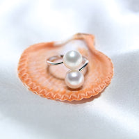 Original YIKALAISI Interlaced Natural Pearl Rings 925 Sterling Silver Jewelry for women 8-9mm Freshwater Double Pearl Ring Adjustable