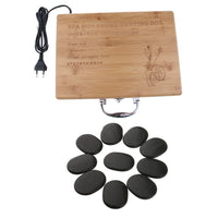 Energy Hot Stone + Hot Stone Rock Heating Box Massage Stone Warmer Case Heater Set for Body SPA Massage - EU Plug