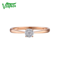 Original VISTOSO Pure 14K 585 Rose Gold With Sparkling Diamond Delicate Round Ring For Women Anniversary Engagement Trendy Fine Jewelry