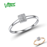 Original VISTOSO Pure 14K 585 Rose White Gold Sparkling Diamond Delicate Square Ring For Women Anniversary Engagement Trendy Fine Jewelry