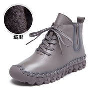 Original Genuine Leather Shoes Women Boots 2022 Autumn Winter Fashion Handmade Ankle Boots Warm Soft Outdoor Casual Flat Shoes Woman