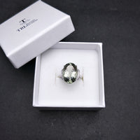Original TBJ , Natural gemstone big green amethyst oval 13*18mm bird's nest cut ring 925 sterling silver fine jewelry for girls best gift