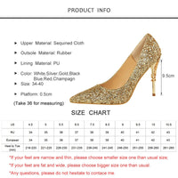 EEYAAYO - Original 2020 New Spring Women Pumps High Thin Heels Pointed Toe Metal Decoration Sexy Bling Bridal Wedding Women Shoes Gold High Heels