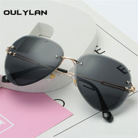 OULYLAN - Original  Rimless Sunglasses Women Brand Designer Sun Glasses Gradient Shades Cutting Lens Ladies Frameless Metal Eyeglasses UV400