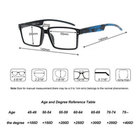 Original Oversized Reading Glasses Men Squared Frame Readers Vision Presbyopic High Quality Eyeglasses With Camouflage Leg +1+1.5+2+2.5+3