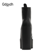 Original Gdgydh 2022 Fashion Autumn Women Ankle Boots Leather Black Female High Heels Shoes Ultra High Platform Heels Round Toe Lady Shoe