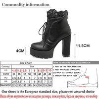 Original Gdgydh 2022 Autumn Women Lacing Platform Boots High Heels Female Black Platform Heels Spring Short Boots Ladies Shoes for Party