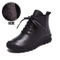 Original Genuine Leather Shoes Women Boots 2022 Autumn Winter Fashion Handmade Ankle Boots Warm Soft Outdoor Casual Flat Shoes Woman