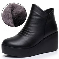 Original GKTINOO 2022 New Autumn Winter Women Shoes Woman Genuine Leather Wedges Snow Boots Height Increasing Ankle Women Boots Platform