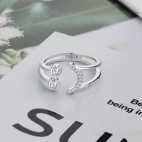 Original Resizable 925 Sterling Silver Ring Sparkling Cubic Zirconia Smile Face Design Adjustable Ring S925 Silver Jewelry (Lam Hub Fong)