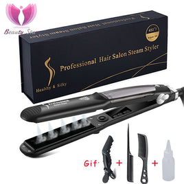 Drop Shipping Professional Steam Hair Straightener Ceramic Vapor Hair Flat Iron Seam Hair Straightening Iron