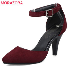 Original MORAZORA 2021 new arrive pointed toe pumps women shoes simple buckle summer shoes elegant party wedding shoes high heels shoes