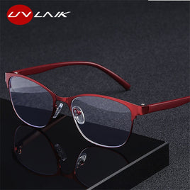 UVLAIK Retro Metal Cat eye Reading Glasses Women Presbyopic Blue Light Blocking Eyeglasses for Parents Eyewear Spring Hinges