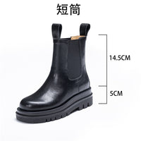 Original New Luxury Women&#39;s Chelsea Boots Leather Boots Autumn And Winter Platform Shoes Cavalier High Boots Shoes Ladies Ankle Boot Goth