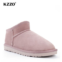 KZZO - Original 2021 new arrive Nature wool Sheepskin real fur mini ankle winter Casual women snow boots High-qualIty Genuine Leather lady shoes