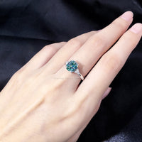 TIANYU GEMS - Original Silver 925 Wedding Ring Women Cushion 7x8mm Blue Green White Moissanite Gemstone Rings 2022 Trendy Fine Jewelry Gift