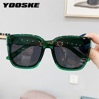 YOOSKE Women's Sunglasses Men Big Frame Sun Glasses Luxury Brand Fashion Eyeglasses Ladies Cat Eye Eyewear MIRROR