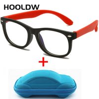 HOOLDW - Original New Anti blue Light Kids Glasses Boys Girls Optical Frame Computer Transparent Glasses Children Silicone Soft Eyeglasses
