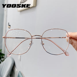 YOOSKE Transparent Glasses Frames Women Retro Oversized Optical Eyeglasses Female Fashion Irregular Metal Myopia Frame