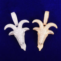 Original Gold Color Sheep Head Pendant  Men Zircon Hip Hop Necklace Rock Jewelry