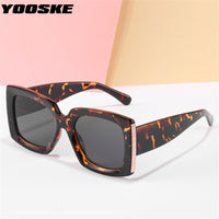 YOOSKE Oversized Sunglasses Women Men Vintage Wide legs Square Sun Glasses Fashion camouflage Leopard Black Eyeglasses UV400