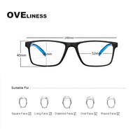 OVELINESS - Original TR90 glasses frame men myopia Prescription computer spectacle frames women Ultra light square eyeglasses frames for men eyewear