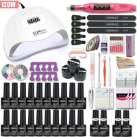 Manicure Set 120/114W/54W Nail Lamp 20000RPM Nail drill Machine Extensions Quick Building Gel Polish Set Soak Nail Art kit