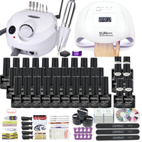 Manicure Set With 180W/120W/54W Led Nail Lamp Nail Set 35000RPM Nail Drill Machine 20/10 Colour Poly Extension Nail Gel Set