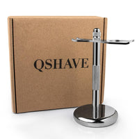 Qshave  Classic Safety Razor With 100% Pure Badger Hair Shaving Brush With Stand Holder for Double Edge Razor