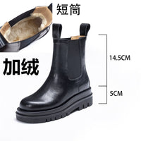 Original New Luxury Women&#39;s Chelsea Boots Leather Boots Autumn And Winter Platform Shoes Cavalier High Boots Shoes Ladies Ankle Boot Goth