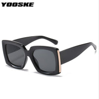 YOOSKE Oversized Sunglasses Women Men Vintage Wide legs Square Sun Glasses Fashion camouflage Leopard Black Eyeglasses UV400