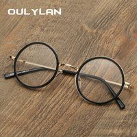 OULYLAN - Original Round Glasses Frame Women Men Clear Lens Eyeglasses Frames Ladies Transparent Myopia Optical Spectacle Black Gold