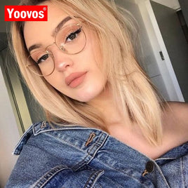 Yoovos 2021 Glasses Frame Women Luxury Round Eyeglasses Frames Vintage Brand Designer Okulary Blue Light Eyewear Gafas De Mujer