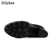 Original Eilyken 2022 New Fashion Autumn Winter High heels Ankle Boots Women Thick Heel Platform Boots Ladies Worker Boots size 41 42