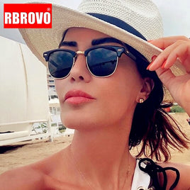 RBROVO - Original 2021 Luxury Retro Sunglasses Women Brand Designer Glasses Women Classic Eyeglasses Women/Men Mirror Lunette Soleil Femme